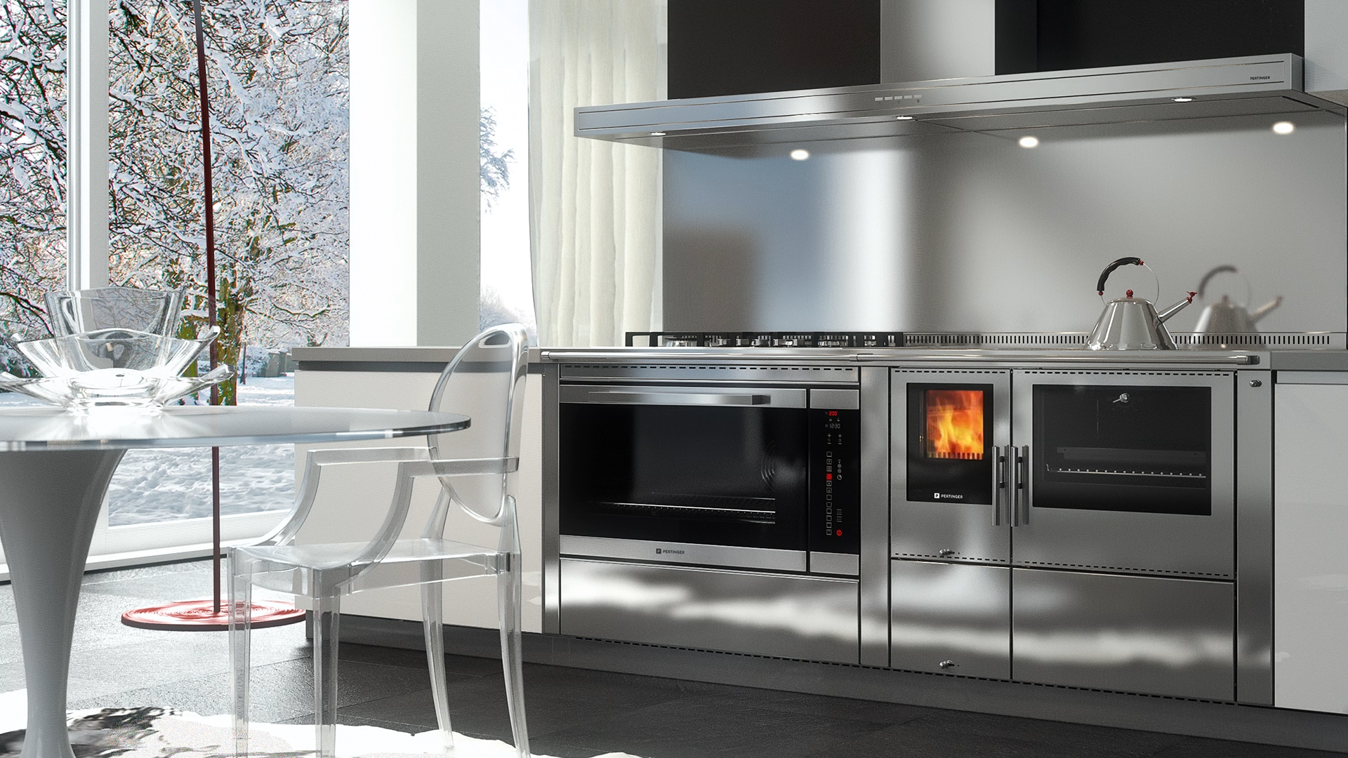 Cocina de leña Pertinger 100XL de la línea Panorama.